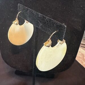 Bone/Ivory & 14kt Yellow Gold Disc Earrings